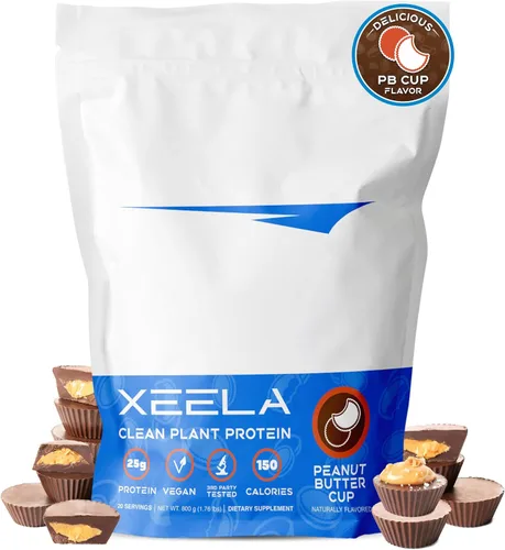 XEELA Proteína vegana en polvo a base de plantas, probada independientemente, 0.88 onzas de alto contenido en proteínas, proteína de guisante para