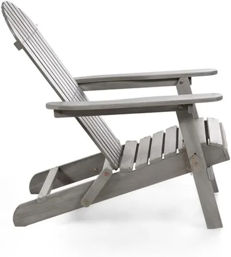 Miniatura 4 de Afuera Living Silla Adirondack de madera de eucalipto al aire libre de 34" W en gris