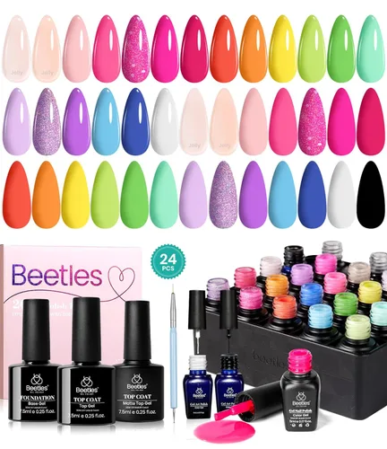 Miniatura 8 de beetles Gel Polish Set – Healing Elixir - Kit de esmalte de uñas de gel de 20 colores, rosa, azul, blanco, verde, perla con capa base, capa superior