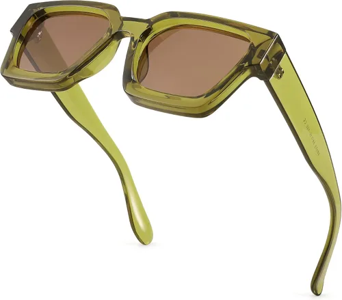 Miniatura 47 de FEISEDY Gafas de sol cuadradas retro de los años 90 para mujeres y hombres, gafas de sol rectangulares gruesas de moda con protección UV400 B2385