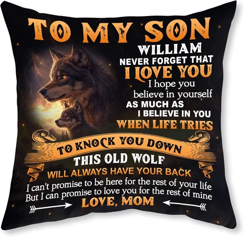 Hyturtle Almohada personalizada para mi hijo – Regalos de mamá a hijo adulto – Regalos inspiradores en cumpleaños – Regalos de graduación para