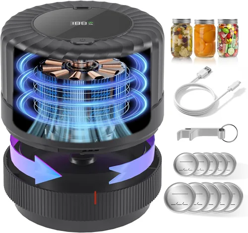 VP06+ - Sellador al vacío para tarros de masón, sellador al vacío eléctrico para tarros con tapas Mason de boca ancha y regular, sellador de vacío
