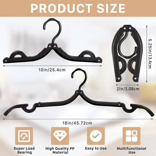 Miniatura 2 de 24 perchas de viaje, perchas plegables portátiles, perchas plegables ligeras, antideslizantes, accesorios de viaje para ropa, perchas plegables