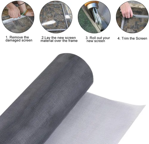 Miniatura 2 de Kit de reparación de pantalla para ventanas y puertas, pantallas de fibra de vidrio ajustables de 48 x 100 pulgadas con herramienta rodante y ranura