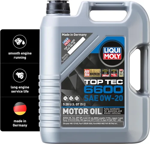 Liqui Moly Top Tec 6600 SAE 0W-20 | Aceite de motor totalmente sintético | 5 litros | SKU: 22046