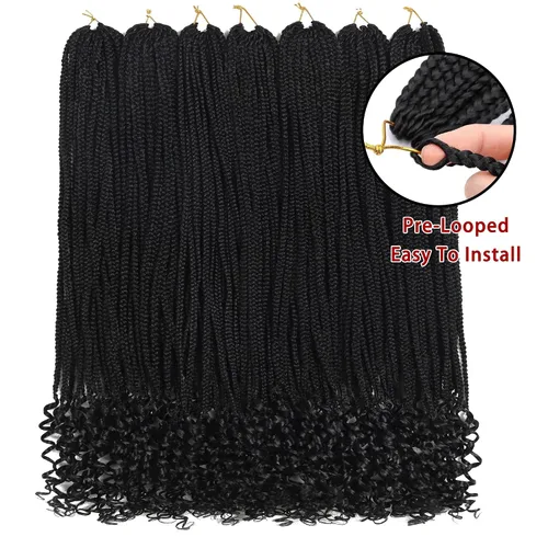 Miniatura 6 de Paquete de 7 trenzas de ganchillo con extremos rizados, paquete de 7 trenzas de ganchillo preenlazadas, caja diosa, trenzas de ganchillo