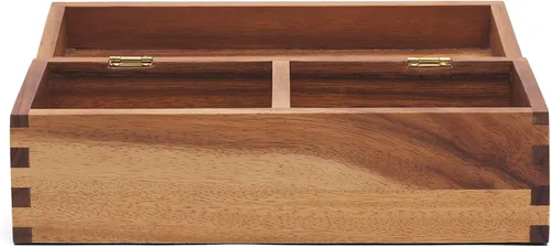 Miniatura 5 de Ironwood Gourmet Caja de recetas de madera de acacia, compartimento doble, para tarjetas de 3 "x 5