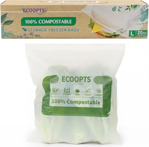 Miniatura 9 de Bolsa con cremallera 100% compostable para aperitivos Bolsas de almacenamiento pequeñas ecológicas Bolsa para congelador A base de plantas sin