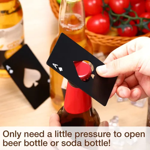 Miniatura 3 de CHENGU 40 unidades de abrebotellas de póquer Ace of Spades a granel de acero inoxidable para cerveza, vino, tarjetas de crédito, abrebotellas