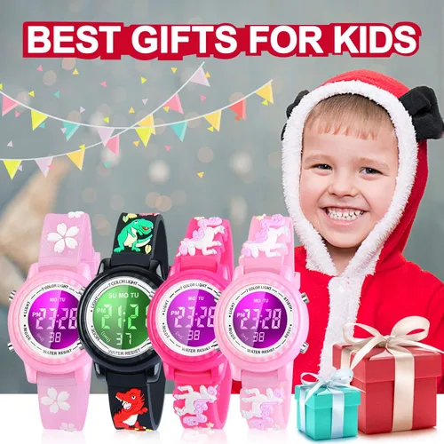 Miniatura 35 de Relojes LED impermeables para niños con alarma, juguetes para niños, regalos para niñas de 3 a 10 años