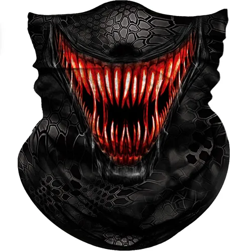 Miniatura 41 de Obacle Bandana máscara facial cuello polaina tubo máscara hombres mujeres para protección solar contra el polvo Bandera de calavera blanca y negra