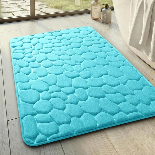 Miniatura 38 de YIHOUSE - Alfombra de espuma viscoelástica para pasillo, alfombras de baño con patrón de adoquín, superabsorbentes, alfombras de baño lavables a