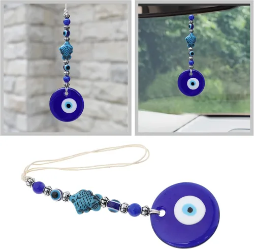 Miniatura 3 de 3 piezas de adorno colgante de ojo malvado azul hecho a mano con dije de la suerte colgante de pared accesorios para decoración interior de coche