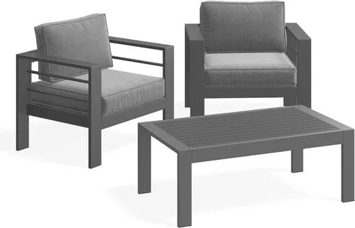Miniatura 25 de Solaste Juego de muebles de patio de aluminio para todo tipo de clima, moderno juego de muebles de metal para exteriores con asientos profundos