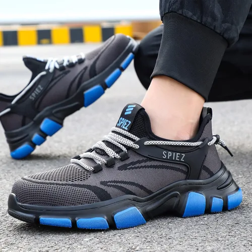 Miniatura 7 de SPIEZ Zapatos de seguridad unisex con punta de acero, tenis de trabajo a prueba de pinchazos para hombres y mujeres, cómodos zapatos de cojín