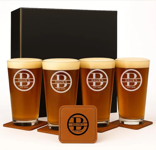 Miniatura 3 de Regalos personalizados para hombres – Vasos de cerveza grabados – Regalos de vidrio grabado personalizados para hombres y mujeres – Ideal