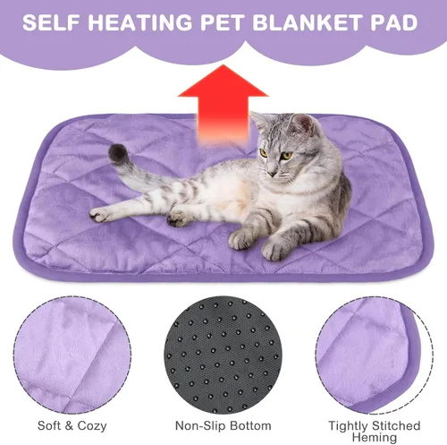 Miniatura 25 de Paquete de 4 Almohadillas Autocalentables para Gatos, Alfombrilla Autocalentable para Perros que Refleja el Calor Corporal, Almohadilla Térmica
