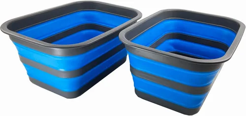 Miniatura 7 de SAMMART Tina plegable de 12 litros (3.17 galones), bandeja portátil de picnic al aire libre, lavabo de lavado portátil, bañera de plástico que Gris