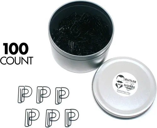 Miniatura 14 de Butler in the Home Elige tu letra favorita del alfabeto de la A a la Z o números del 0 al 9, 100 clips de papel de color negro para iniciales