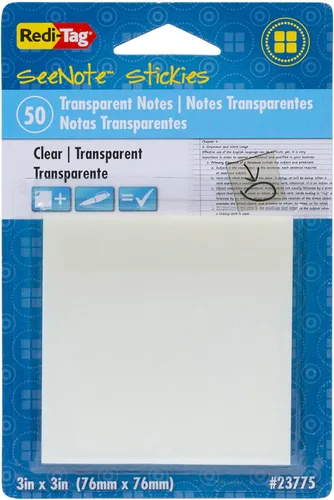 Redi-Tag - Notas adhesivas transparentes SeeNote Stickies, paquete de 50, 3 x 3 pulgadas, transparente (23775)