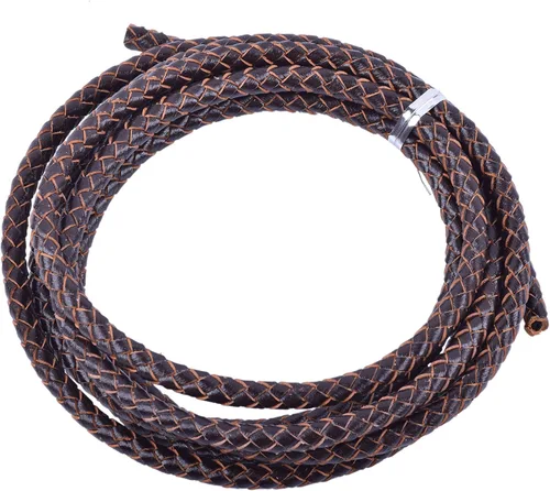 Miniatura 29 de KONMAY 2 yardas 8.0mm Cordón redondo de cuero trenzado auténtico marrón antiguo para corbata de bolo