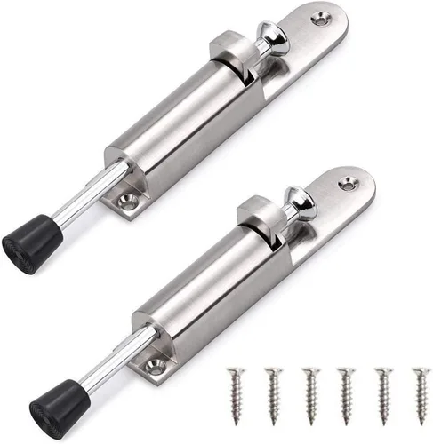 CertBuy - Paquete de 2 topes de puerta abatibles, de acero inoxidable, fácil escalón, con resorte, telescópico, cerraduras de puerta ajustables,