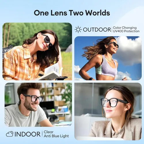 Miniatura 8 de PAXA S7Ultra - Lentes inteligentes AI con lentes fotocromáticos y traducción de 144 idiomas, lentes de sol polarizados Bluetooth 6.0 con altavoz