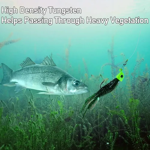 Miniatura 7 de Dr.Fish Paquete de 10 cabezas de plantilla de tungsteno Swimbait, cabezas de pesca de agua salada para señuelo de lubina, ojos 3D, ganchos de acero