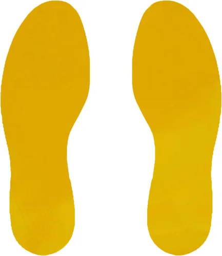 ifloortape Las huellas amarillas de 9.5 pulgadas para la organización 5S Lean tienen adhesivo industrial resistente con forro extraíble (3 pares = 6
