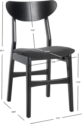 Miniatura 3 de SAFAVIEH Furniture Lucca - Juego de 2 sillas de comedor retro, color negro, madera, diseño tapizado de mediados de siglo, ideal para comedor, Cojín