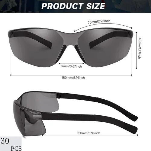 Miniatura 2 de Salfboy Juego de 30 gafas de seguridad tintadas con resistencia a arañazos ANSI Z87.1, gafas de protección ocular resistentes a arañazos para 118-30