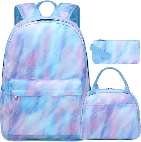 Miniatura 8 de Jumpopack Mochila escolar para adolescentes y niñas, mochila con lonchera, mochilas para niños para escuela primaria, bolsa de libros (azul mármol)