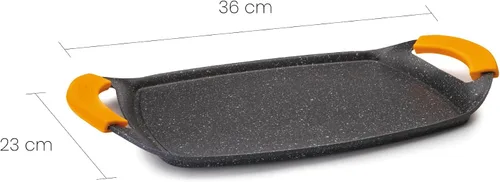 Miniatura 6 de IBILI Placa de parrilla ondulada, aluminio fundido, negro/amarillo, 14.2 x 8.9 x 1.3 in