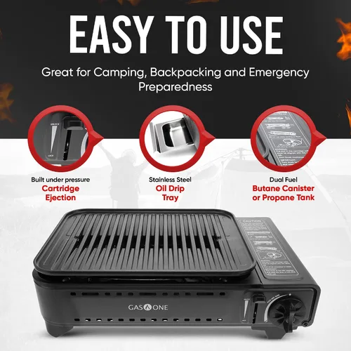 Miniatura 6 de GasOne Estufa Parrilla de Propano o Butano GS-2400P de Combustible Dual Portátil para Acampar Estufa de Gas con Estuche de Transporte