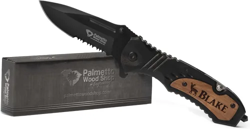 Miniatura 7 de Cuchillo de bolsillo personalizado de Palmetto Wood Shop - Cuchillo de bolsillo grabado con láser, regalo para hombres, cuchillo personalizado