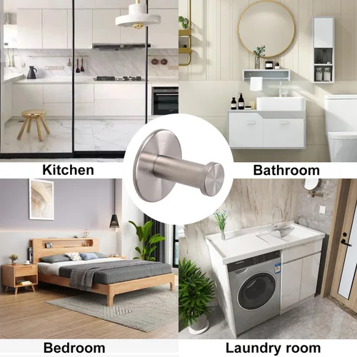 Miniatura 9 de Ganchos para Toallas de Baño, Paquete de 4 Ganchos Autoadhesivos para Abrigos, Gancho Resistente para Bata Sin Perforación, Acero Inoxidable SUS 304