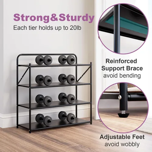 Miniatura 7 de Zapatero plegable de 4 niveles sin montaje, organizador de zapatos plegable sin instalación, estantes portátiles de metal sólido para armario