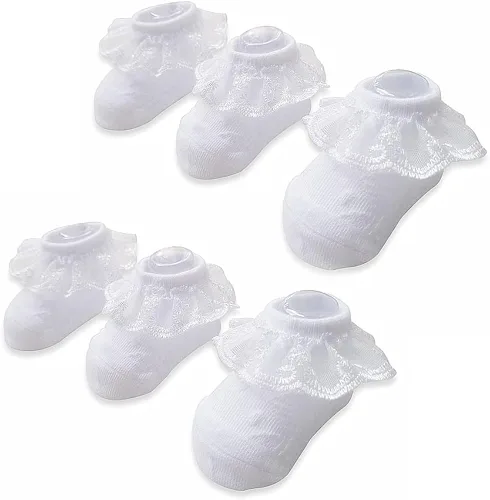 Juebm Infant Baby Girls Ruffle Socks Toddler Dress socksPack of 356 Baby Frilly Lace Ankle Socks