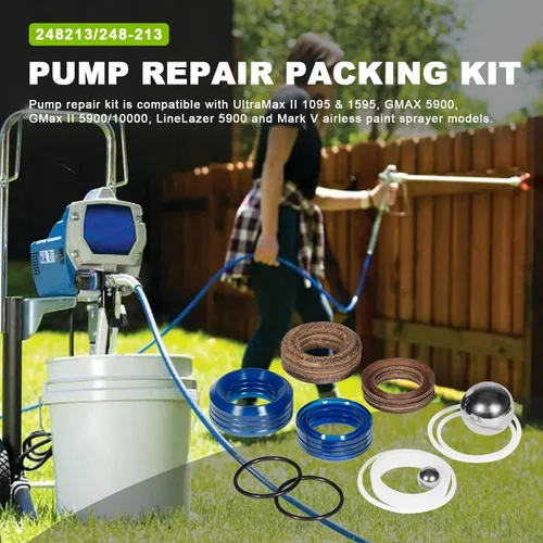Miniatura 3 de 248213 Kit de reparación de bomba de repuesto para pulverizador de pintura sin aire Graco 1095 1595 5900 248-213 244198