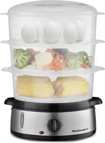 Miniatura 9 de Elite Gourmet EST250 - Mini vaporizador eléctrico compacto de alimentos y vegetales de 2.5 cuartos, 400 W con bandeja sin BPA, temporizador