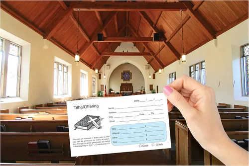 100 sobres de diezmos y ofrendas para iglesia, 3 5/8 x 6 1/2 pulgadas, papel tejido blanco de 24 libras, impresión a todo color en la parte