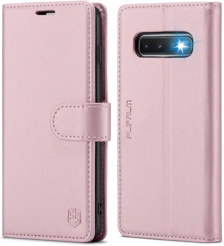 Miniatura 10 de FLIPALM Funda tipo cartera para Samsung Galaxy S10+/S10 Plus de 6.4 pulgadas, con bloqueo RFID, tarjetero de crédito, de piel sintética, función