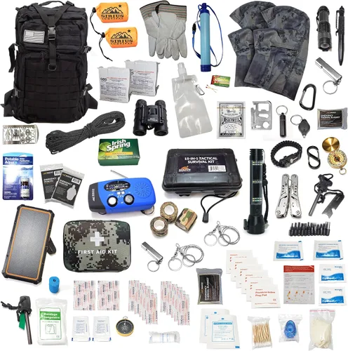 Miniatura 2 de Sirius: Bolsa de Emergencia Precargada - Kit de 72 Horas para 2 Personas - Kit de Supervivencia en Mochila de Emergencia - Mochila Táctica Premium