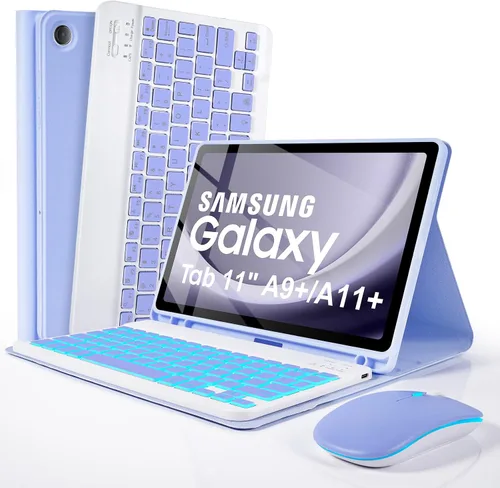 Miniatura 10 de LAMA Funda con teclado para Samsung Galaxy de 11 pulgadas Tab A9 Plus 2023/Tab A11 Plus 2025 con ratón, retroiluminación de 7 colores, funda