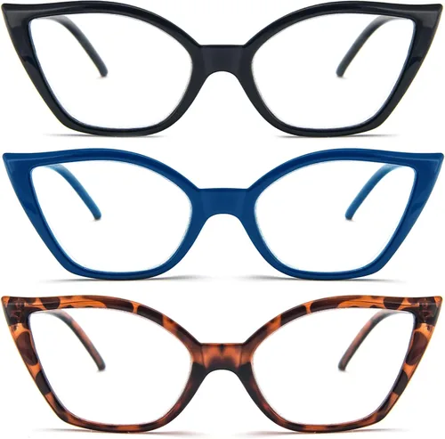 Miniatura 8 de DXYXYO Gafas de lectura de ojo de gato para mujer, paquete de 3 unidades, anti luz azul, para lectura de computadora, estilo retro con bisagra