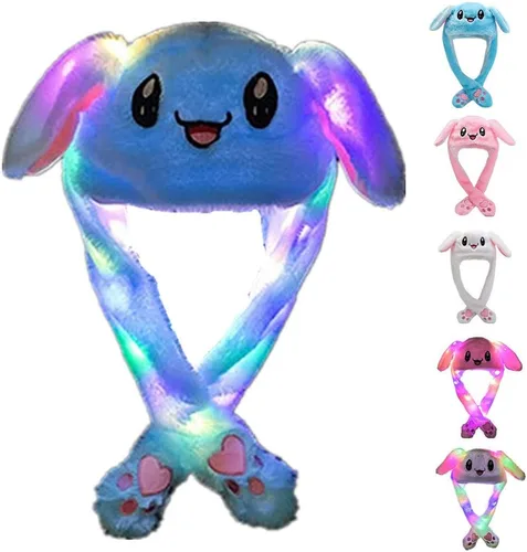 Miniatura 2 de Sombreros de conejo - Divertidos sombreros de conejo de peluche con orejas móviles para fiesta de Navidad y cosplay Blue-2