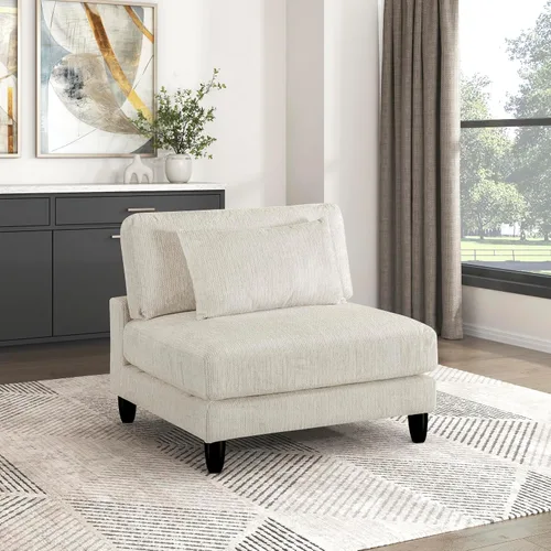 Miniatura 28 de Lexicon Sofá modular de 120 pulgadas, sofá modular de microfibra de gran tamaño de 4 plazas en forma de L, 6 almohadas decorativas y arreglo Beige