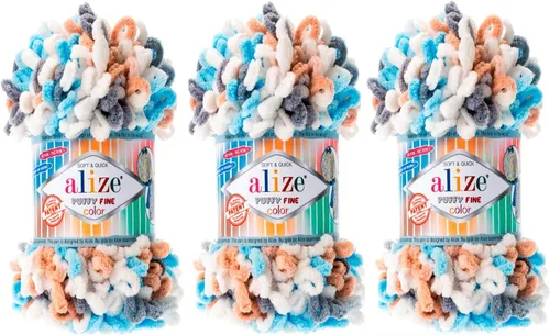 Miniatura 7 de Alize Hilo para manta de bebé de color fino, lote de 3 skn 10.58 oz 48yds 100% micropoliéster, hilo suave para tejer a mano, súper grueso, 5925