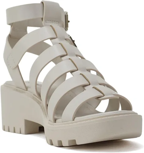 Miniatura 4 de Soda "Rebirth" Sandalias de tacón bajo con hebilla de velcro para mujer, con puntera abierta, con múltiples correas