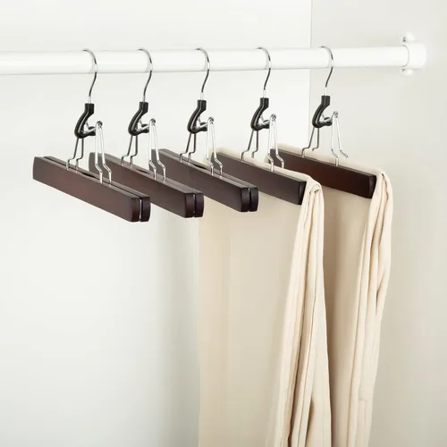 Miniatura 4 de Amazon Basics Perchas de madera para pantalones, organizador de armario, cereza, paquete de 10